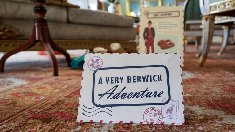 A Very Berwick Adventure Spotter Trail Sheet on the Drawing Room carpet, Attingham Park